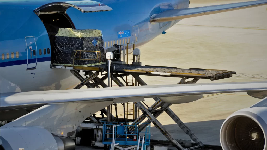cargo loading into the plane
