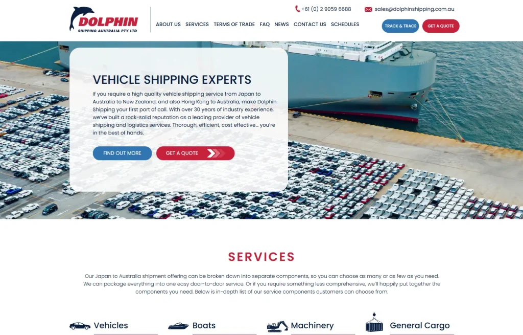 Dolphin Shipping website main page
