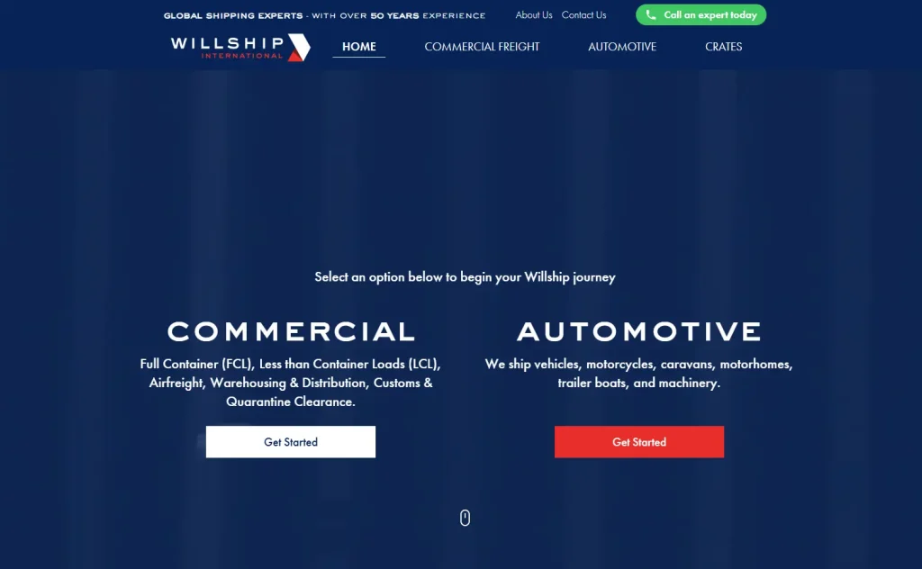 Willship International website main page