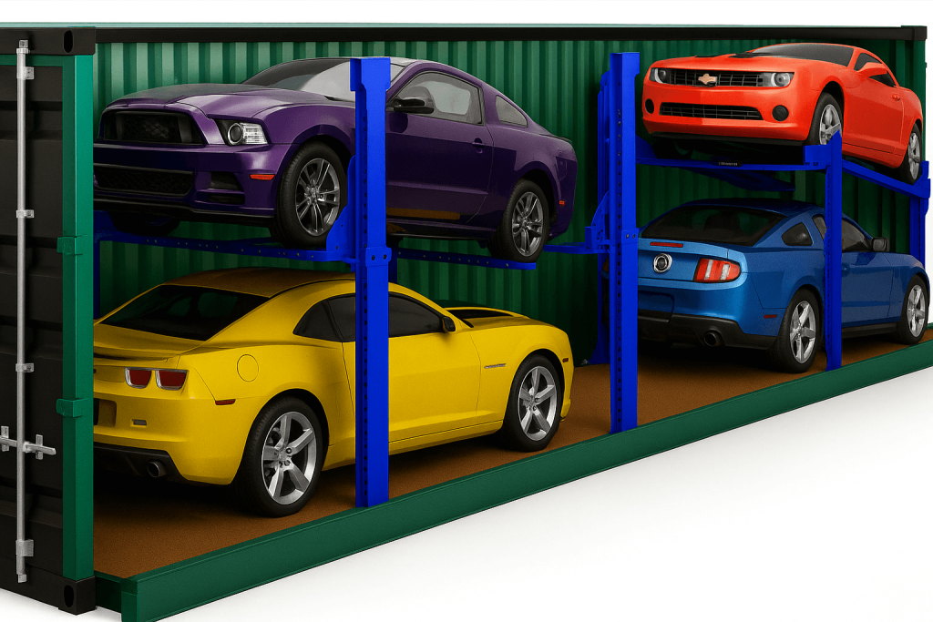 cars shipping into the container