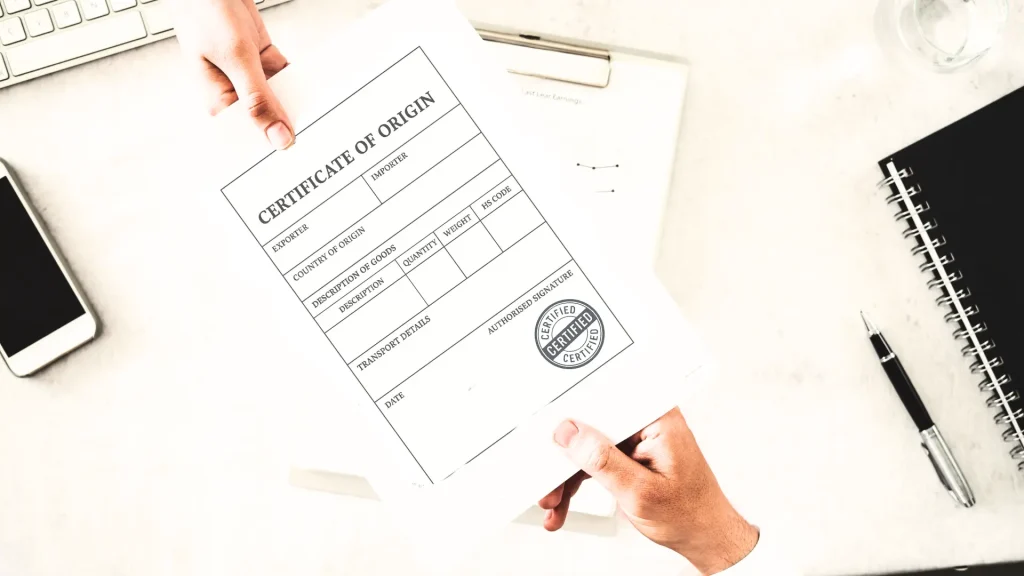 Certificate of Origin